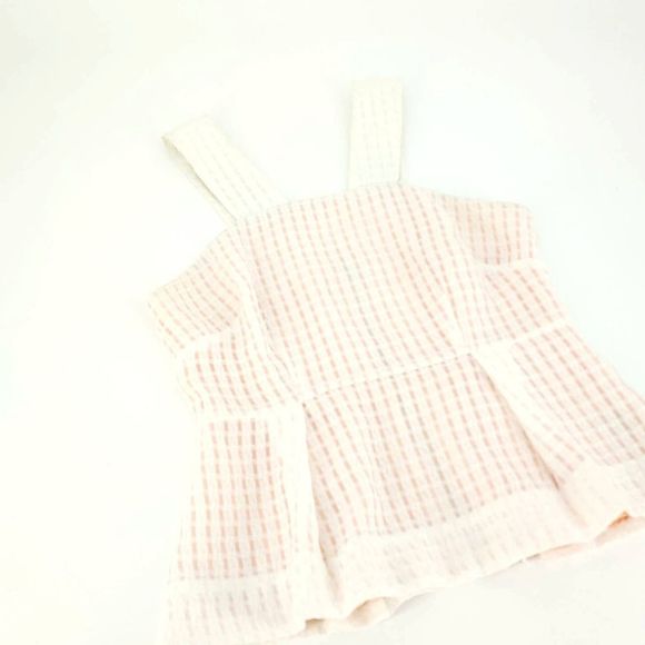 Anthrpologie Maeve White Sleeveless Basket Weave Peplum Top Sz 6P - Picture 1 of 9